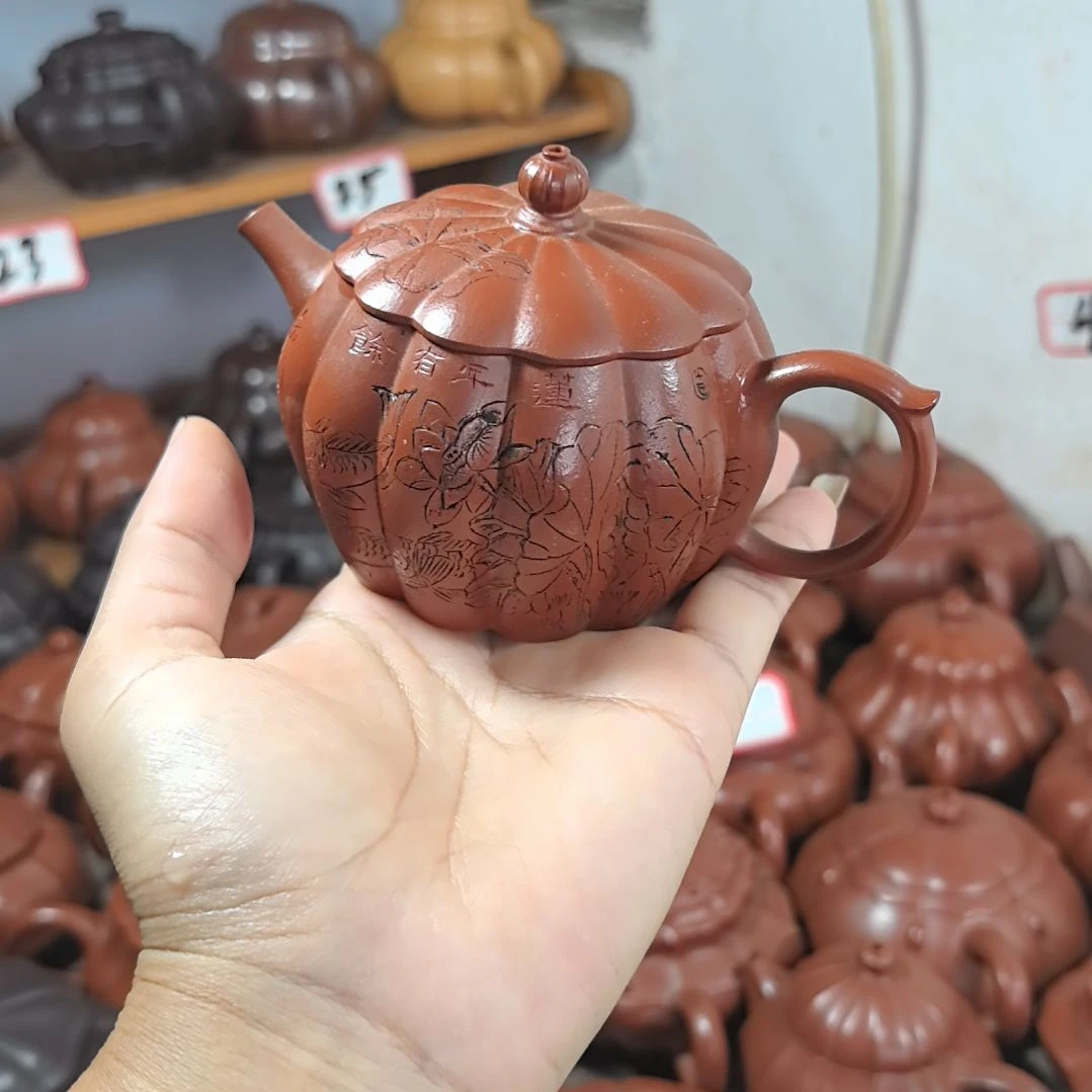 紫砂茶壶朱泥筋纹160cc