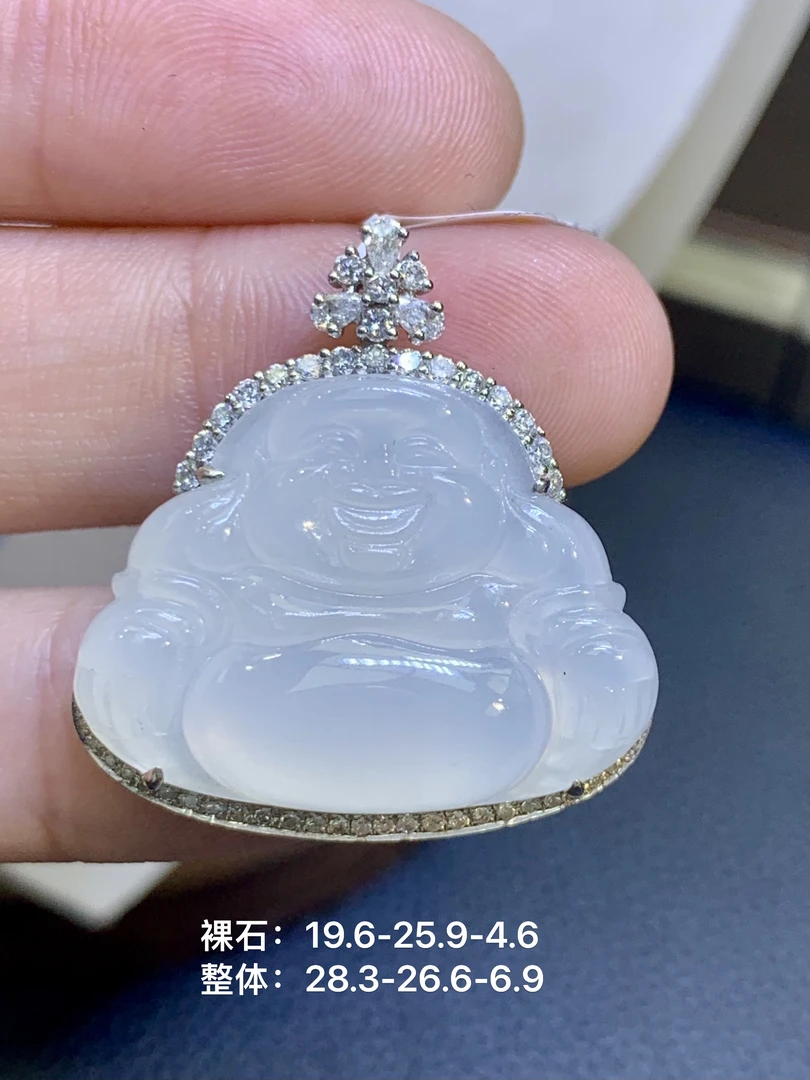 白冰佛公吊坠 天然翡翠A货LQH/4.29轻奢时尚精致白色冰透奢华