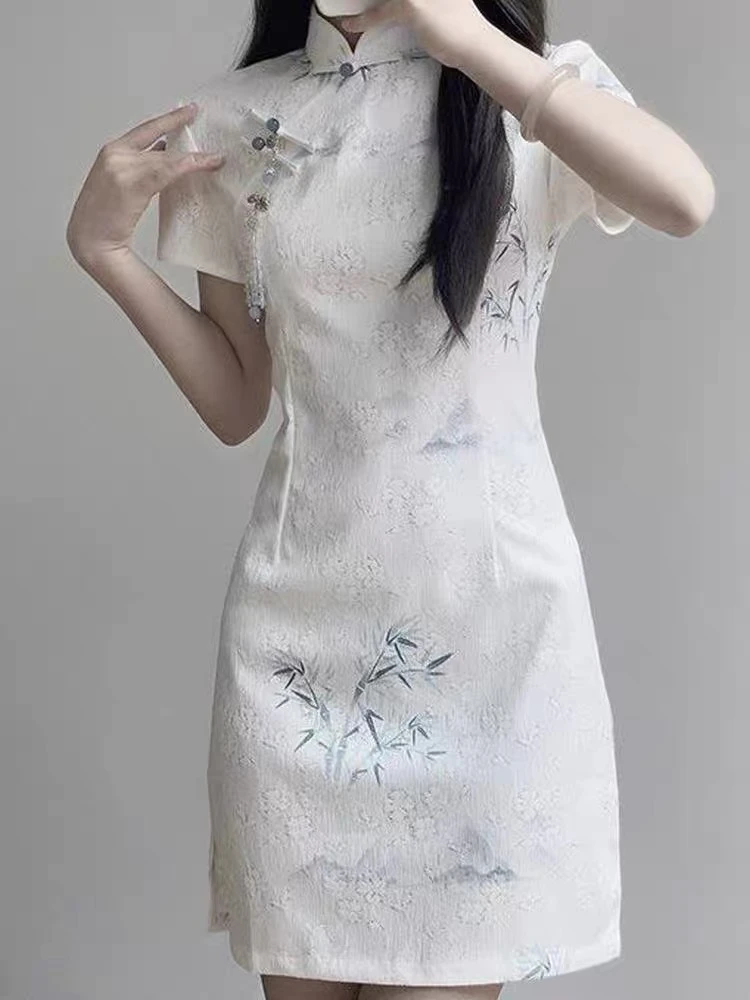 【C125经典】新中式2025夏改良版绝美气质青花瓷短款旗袍女