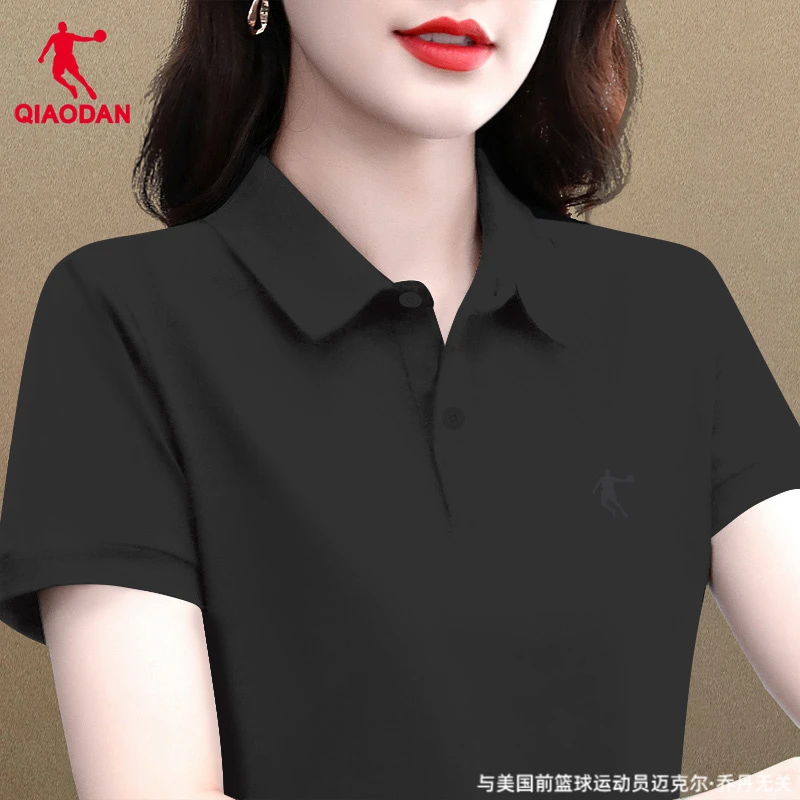 乔丹短袖t恤女2025夏季新款宽松棉质时尚翻领polo女休闲半袖运动