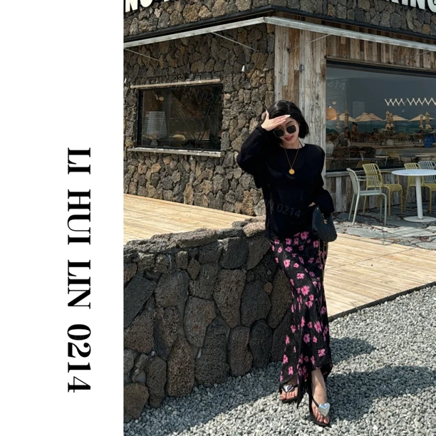 LIHUILIN/海边度假不规则碎花鱼尾半身裙