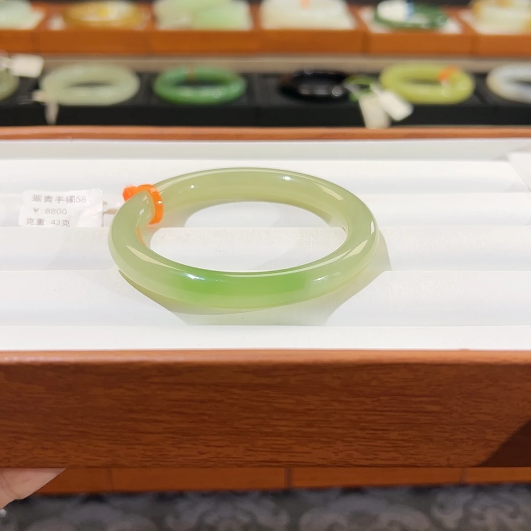 和田玉手镯未镶嵌  【翠青】美人条