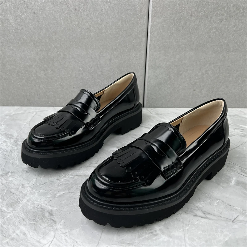 耐磨胶粘漆皮圆头纯色深口单鞋韩版秋季休闲春秋夏季