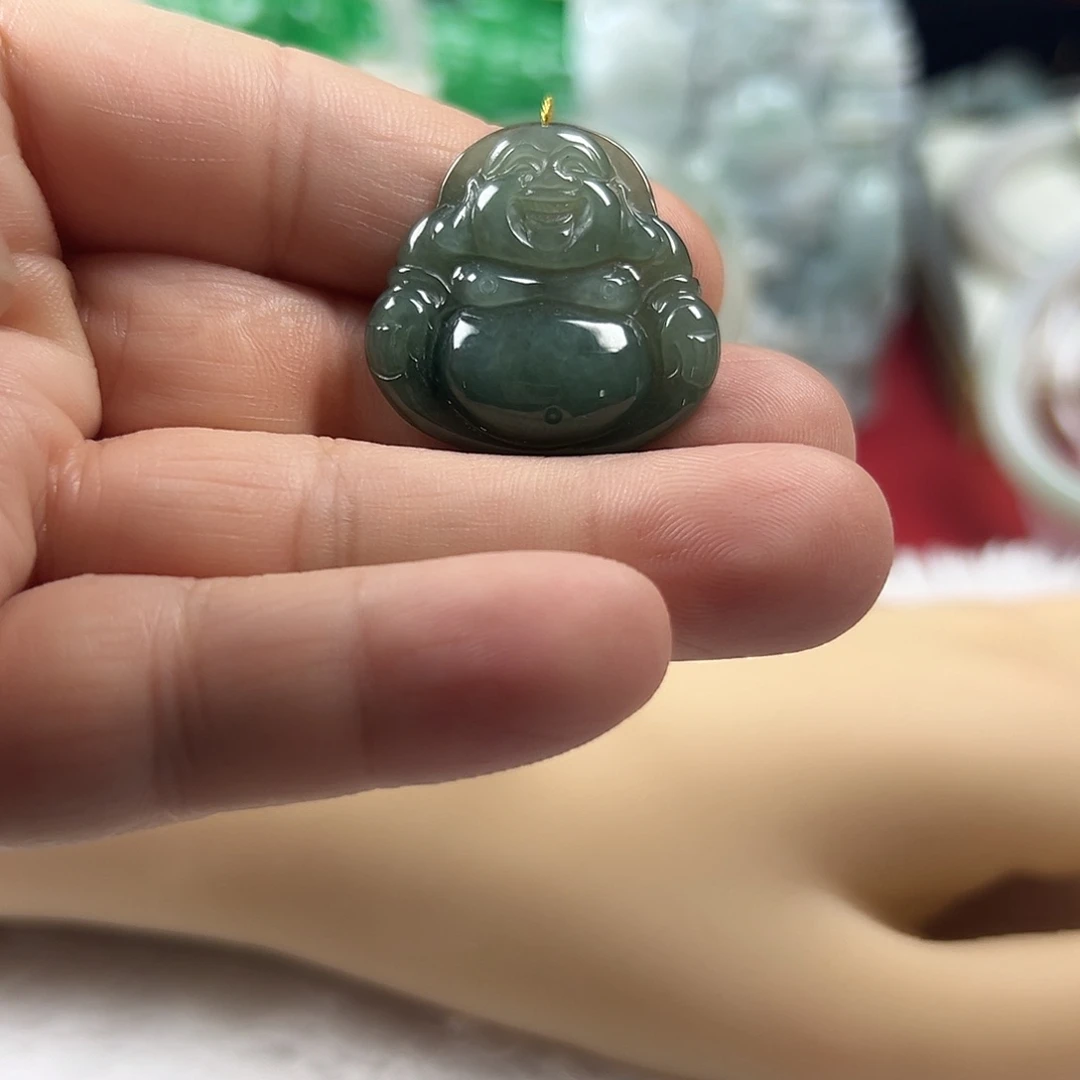 颈饰未镶嵌翡翠缅甸天然翡翠佛公牌