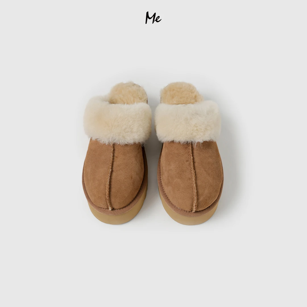 ME【泰迪厚底加绒拖】北纬43°皮毛一体泰迪卷毛保暖鞋子MESA4617
