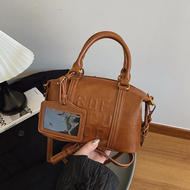 2025新款小众复古卡套波士顿枕头包时尚百搭通勤单肩手提18069