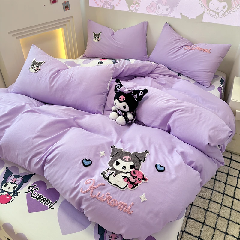 NB 0010 新款云朵棉毛巾绣四件套 紫色库洛米