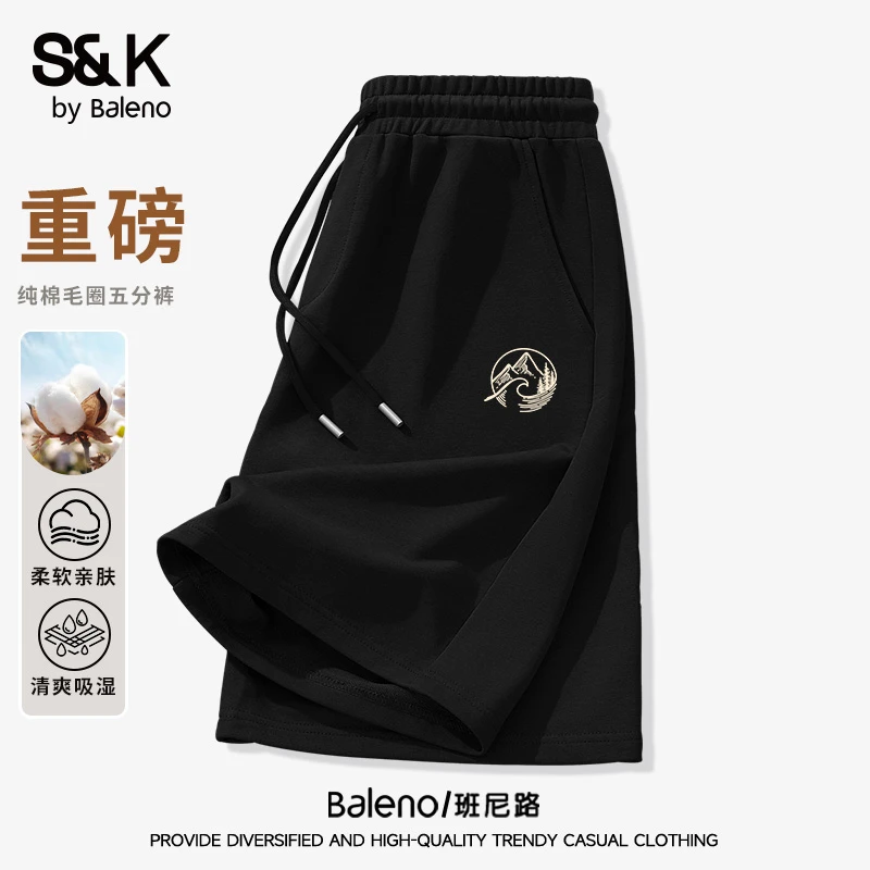 班尼路美式短裤男2025新款夏季吸汗休闲运动裤纯棉重磅五分卫裤X