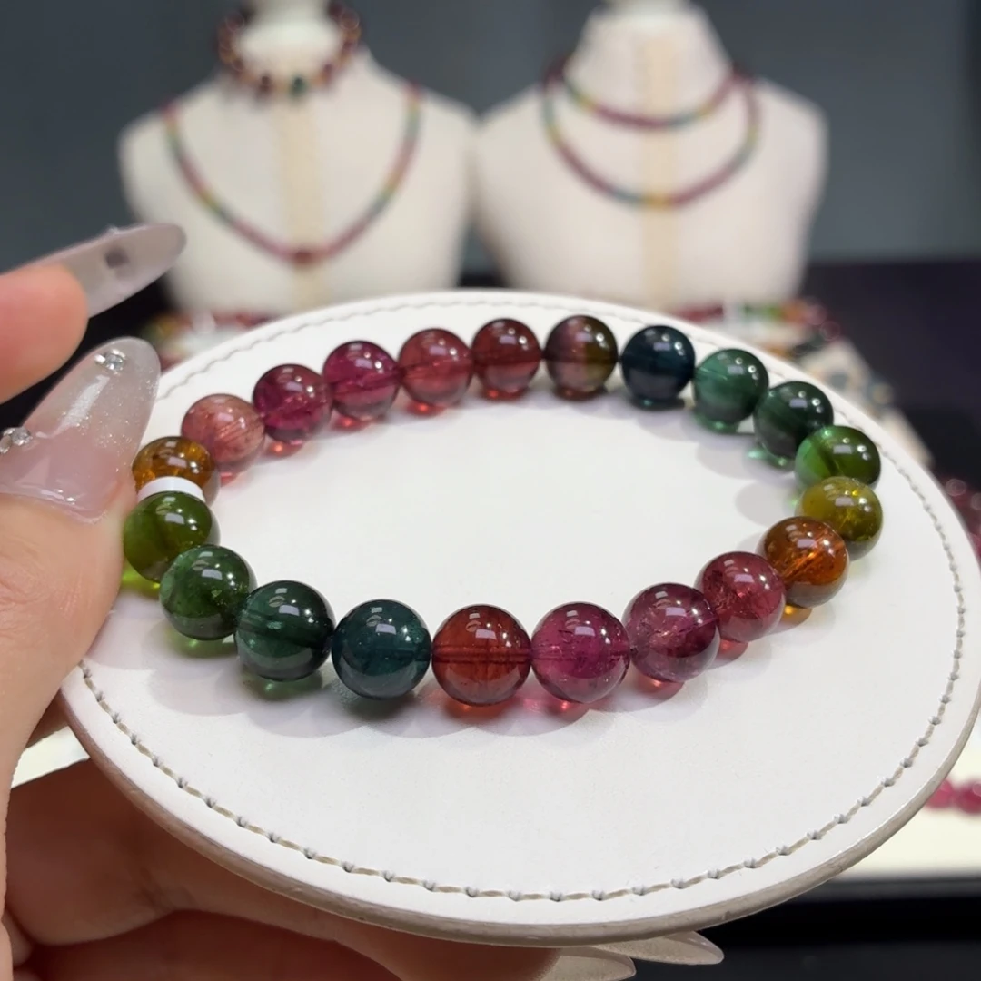 碧玺未镶嵌手链天然碧玺