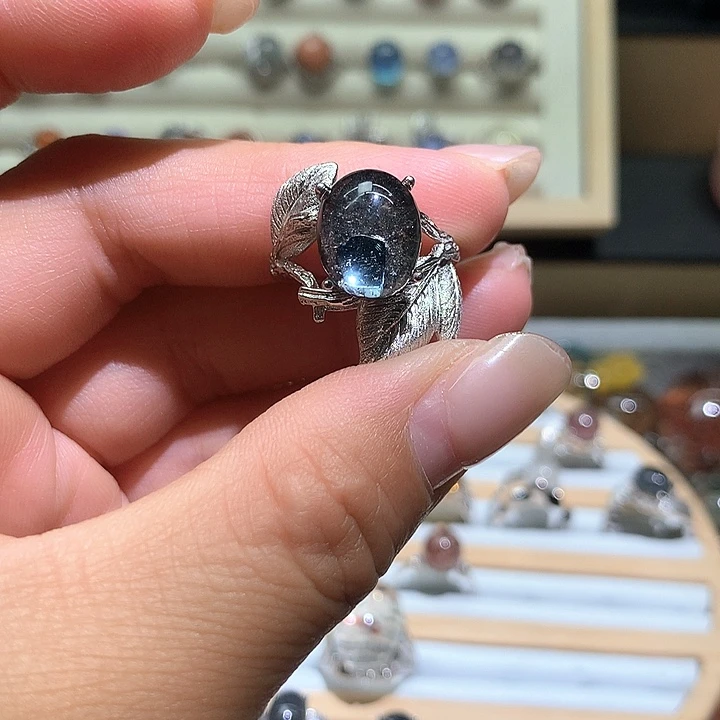 水晶戒指银S925镶嵌ﻬ**意水晶