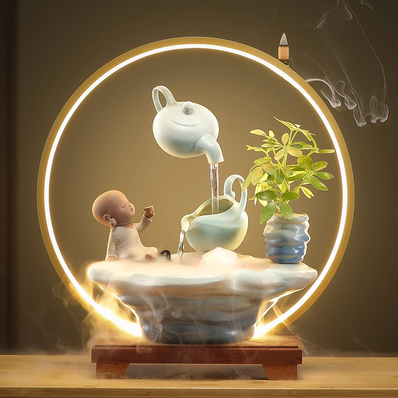 悬壶循环流水摆件中式客厅茶室家用办公室桌面开业乔迁送礼品