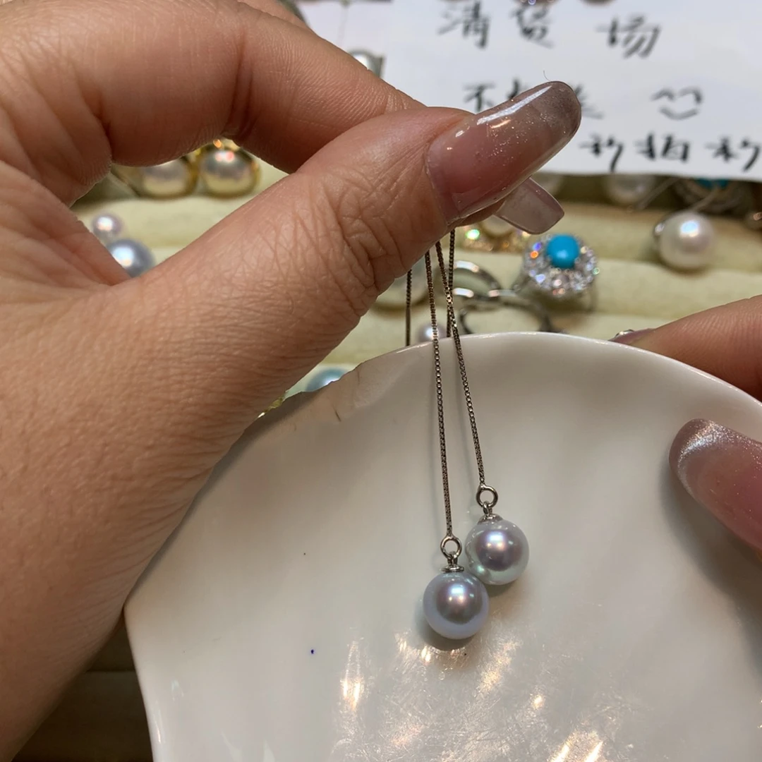 海水珍珠耳饰银S925镶嵌