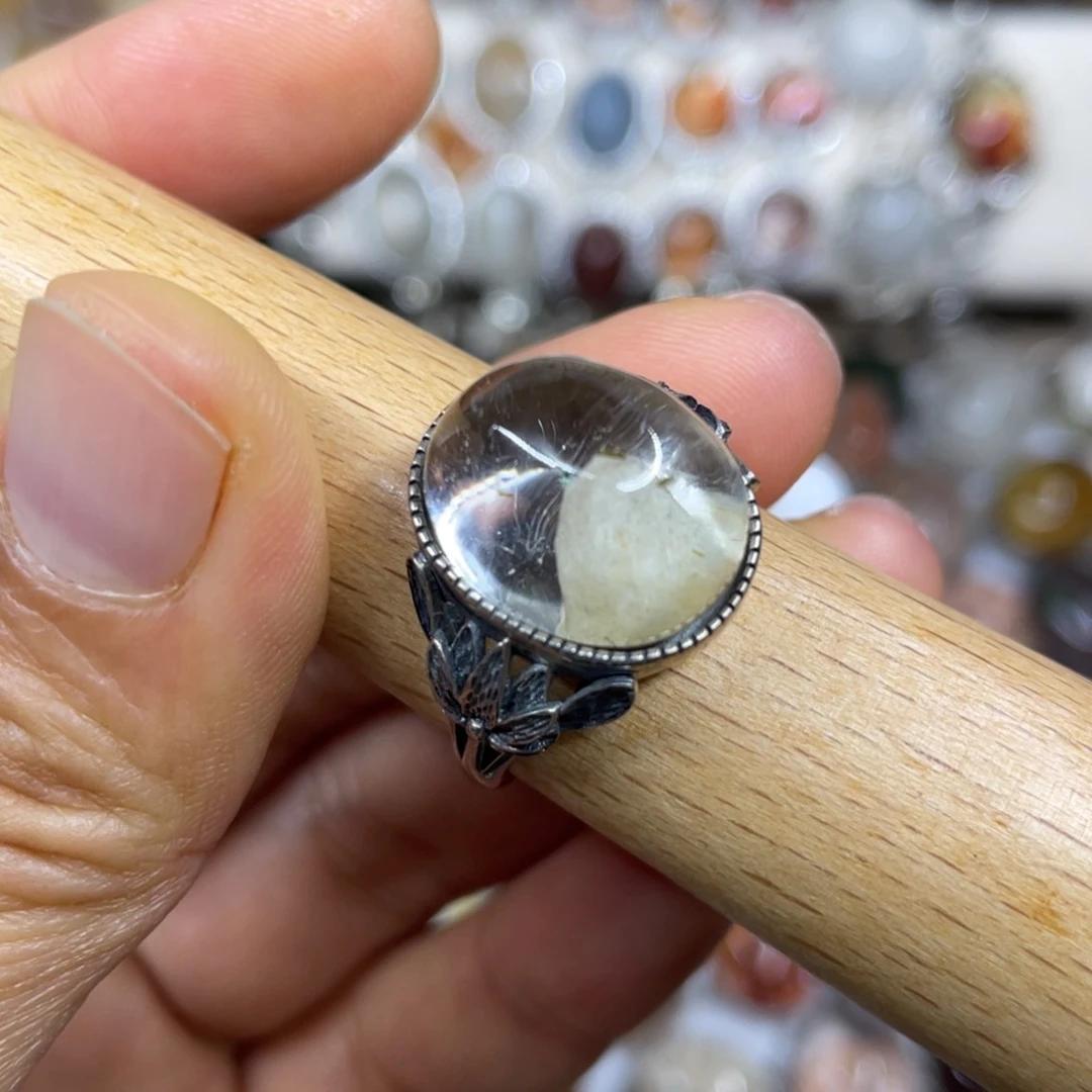 【闪购商品】银S925镶嵌珠宝半成品水晶戒指