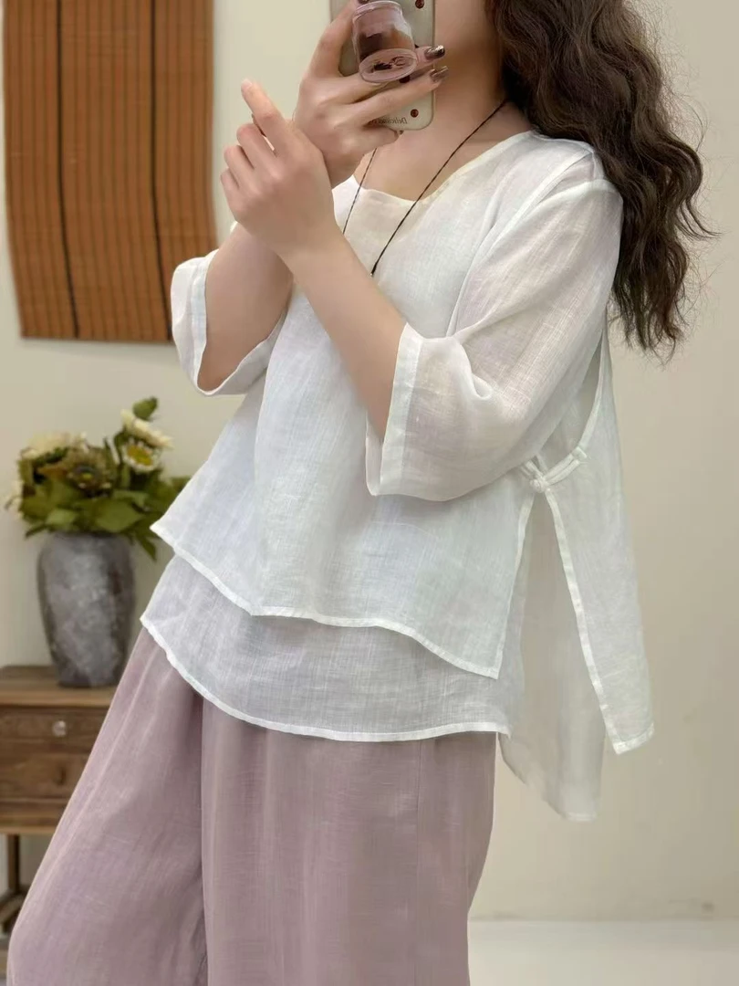 [衣恋】  纯苎麻假两件小衫