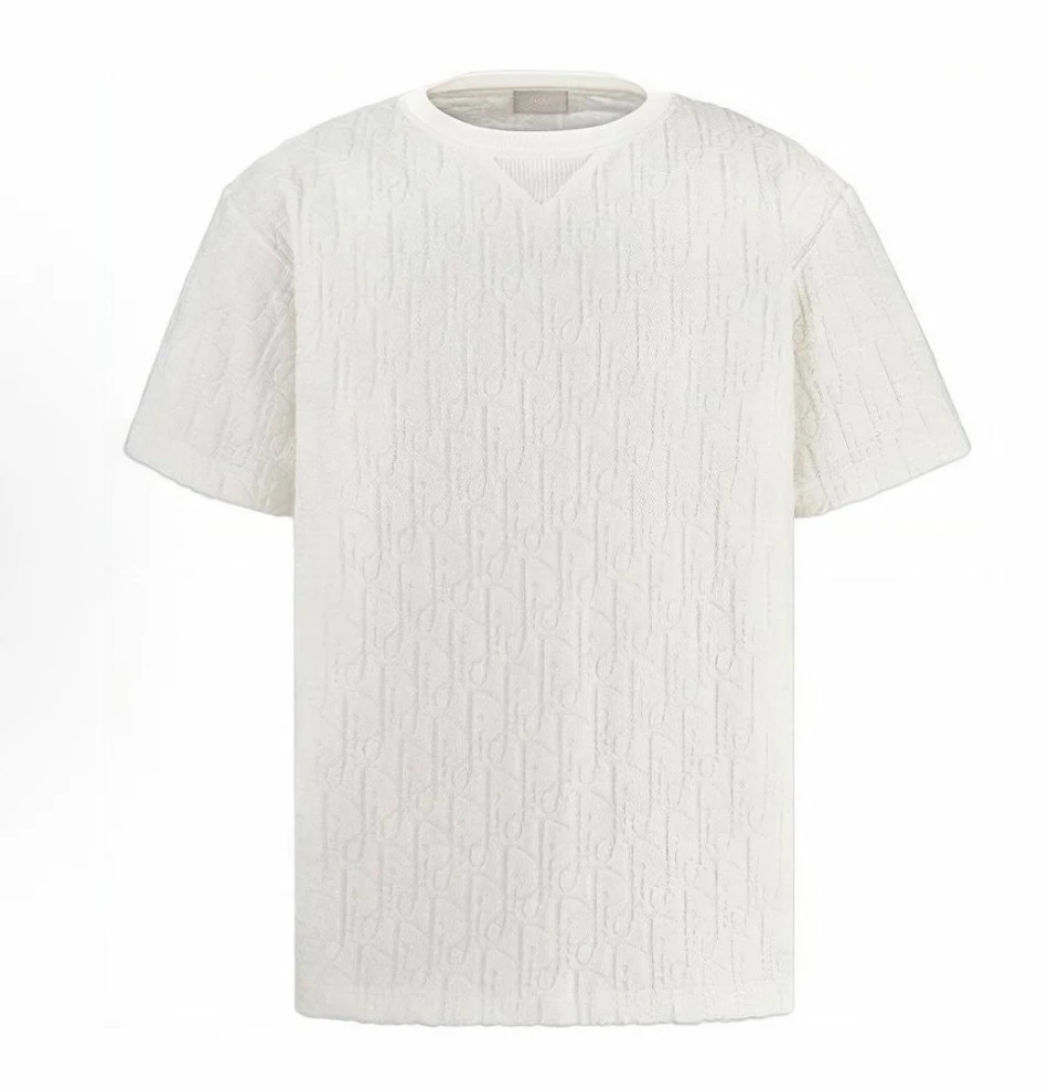 未使用 DIOR/迪奥 Oblique印花 毛巾材质 暗纹满印Logo短袖