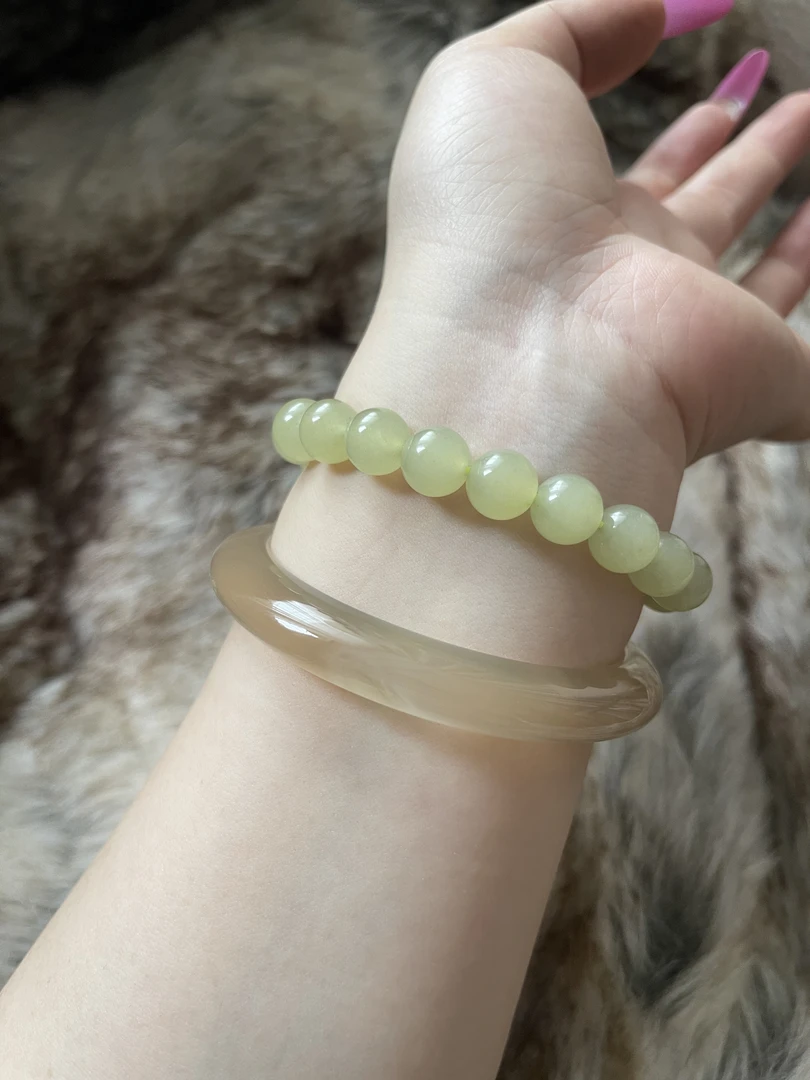非金属莫桑石手链 卡10天然百搭冰晴白色绿色圆珠手串 多样性发一