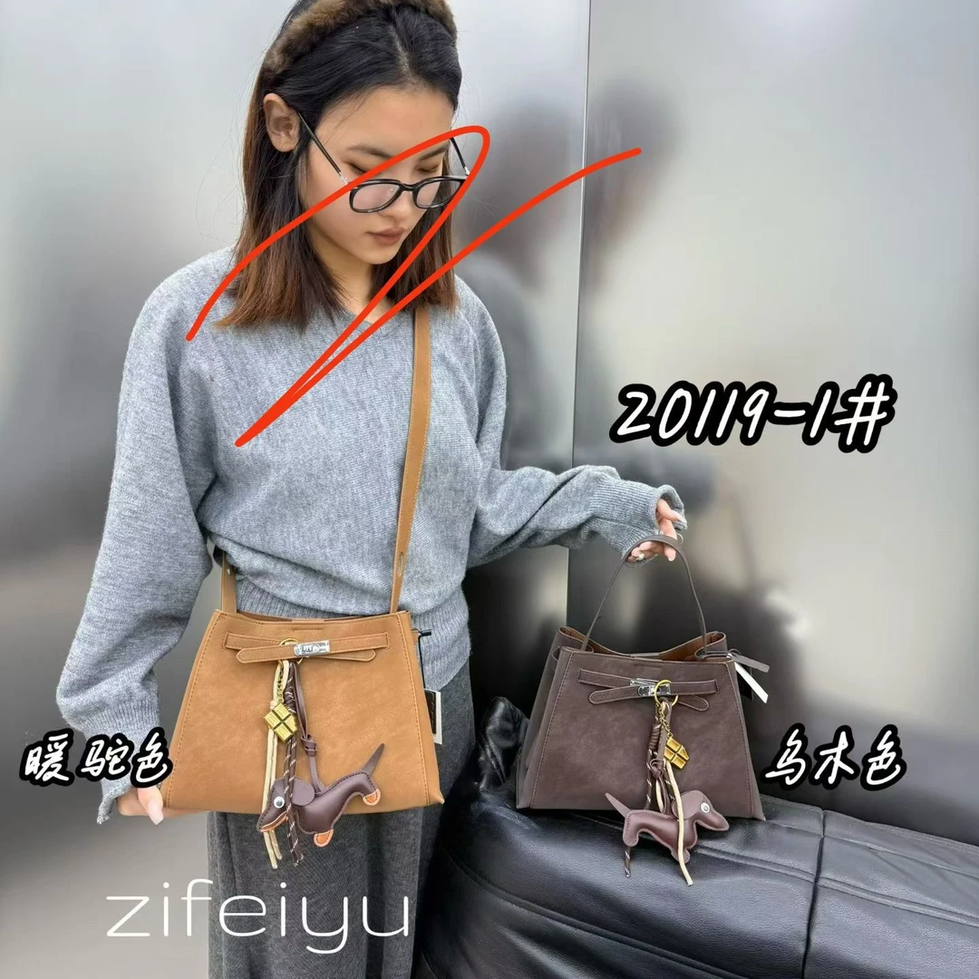 复古风大容量单肩牛皮托特包女款百搭通勤20119-1