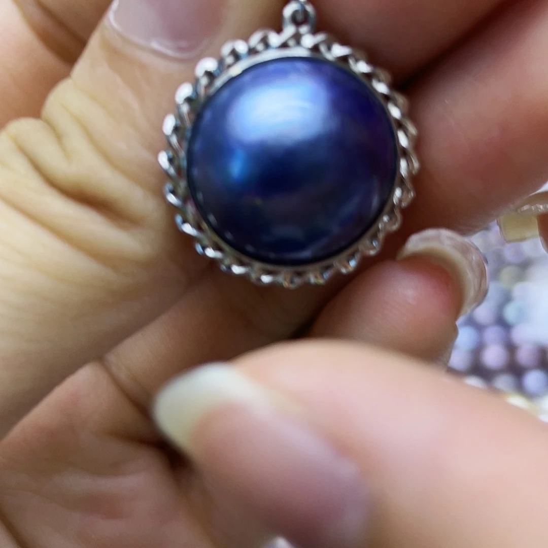 银S925镶嵌颈饰拼合珍珠（马贝珠）