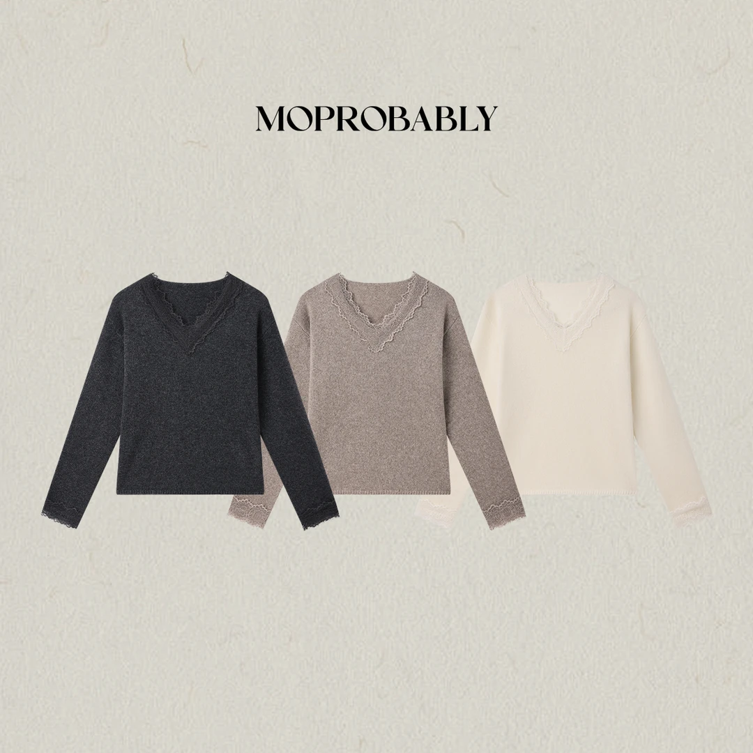 Moprobably李予诺「蕾摆」"莱赛尔绵羊毛"时尚套头针织衫L5476163