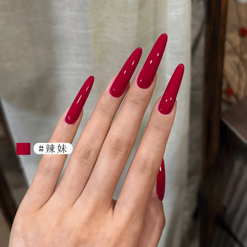 火龙果色甲油胶新款流行显白夏季辣妹玫红色美甲（需烤灯+封层）