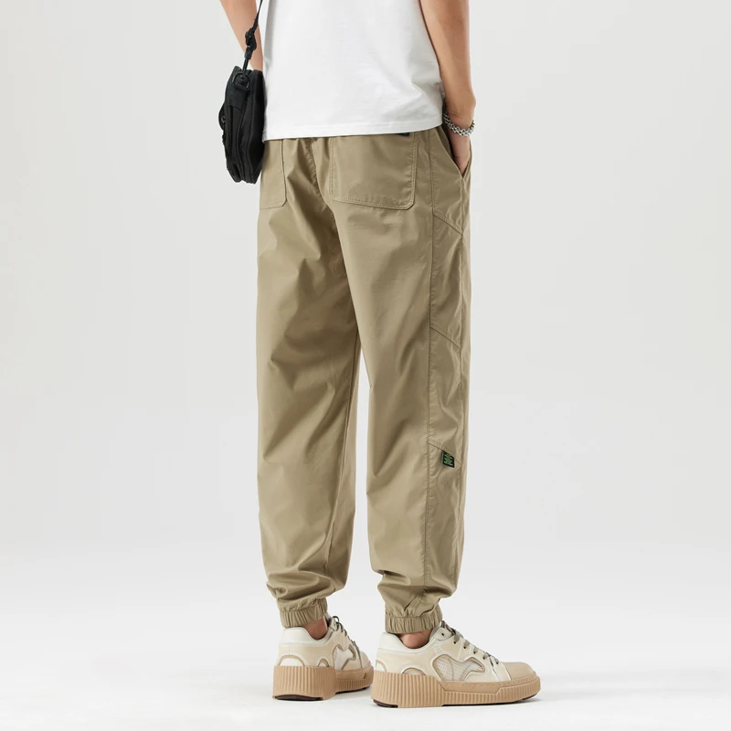 HiPanda你好熊猫夏季薄款冰丝休闲裤男款运动宽松束脚九分工装裤