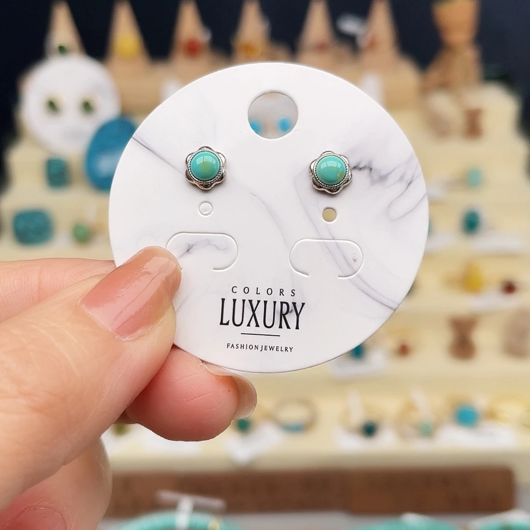 绿松石耳饰银S925镶嵌