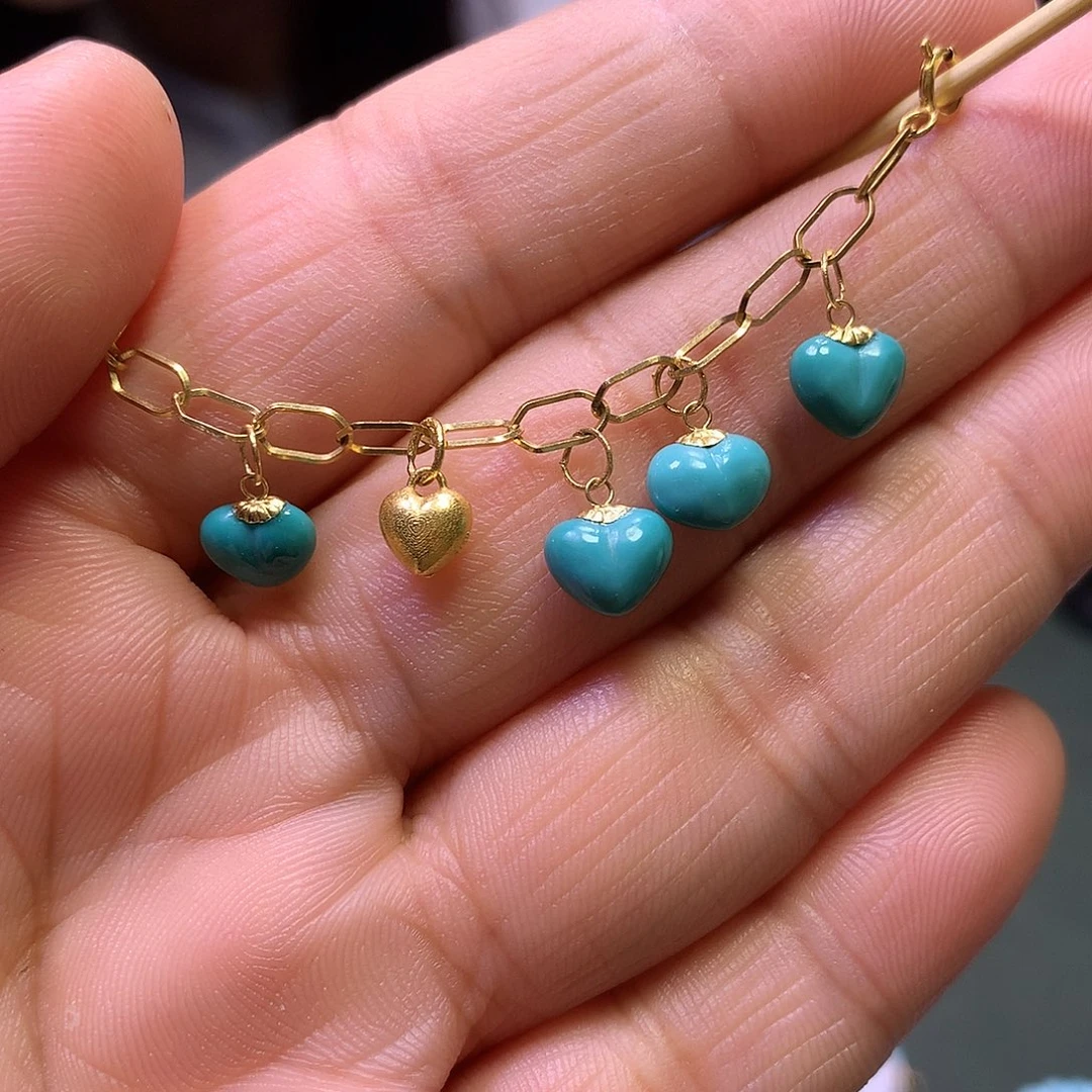 绿松石18K金镶嵌半链