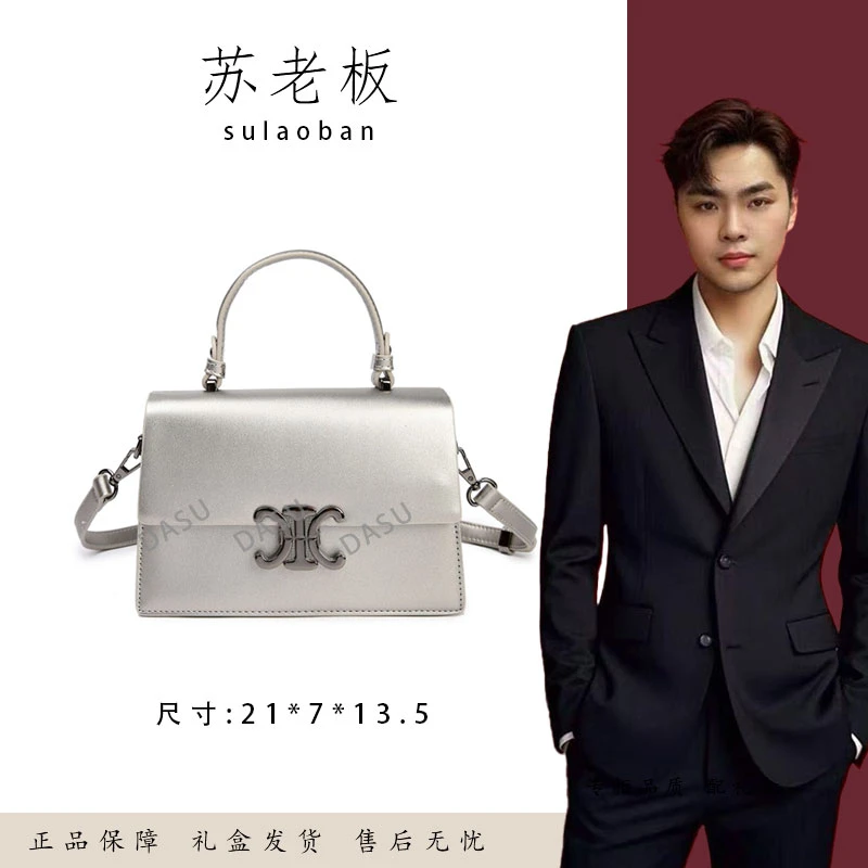 【苏总专属】SKL-Z8262-银灰色女士时尚潮流气质小众腋下包斜挎包