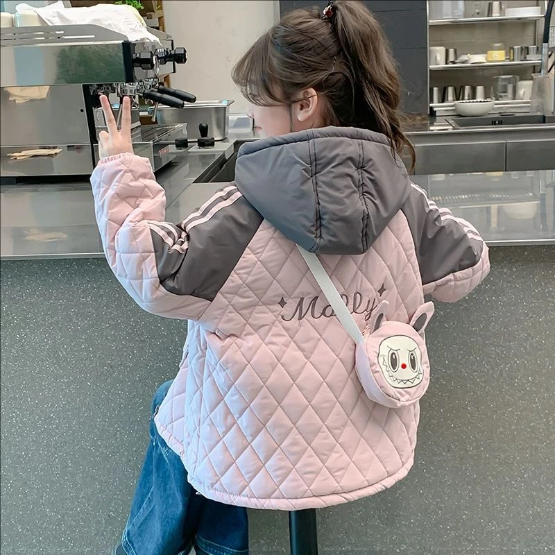 女童夹棉外套秋冬款2025新款儿童洋气超好看棉衣小女孩加厚棉服袄