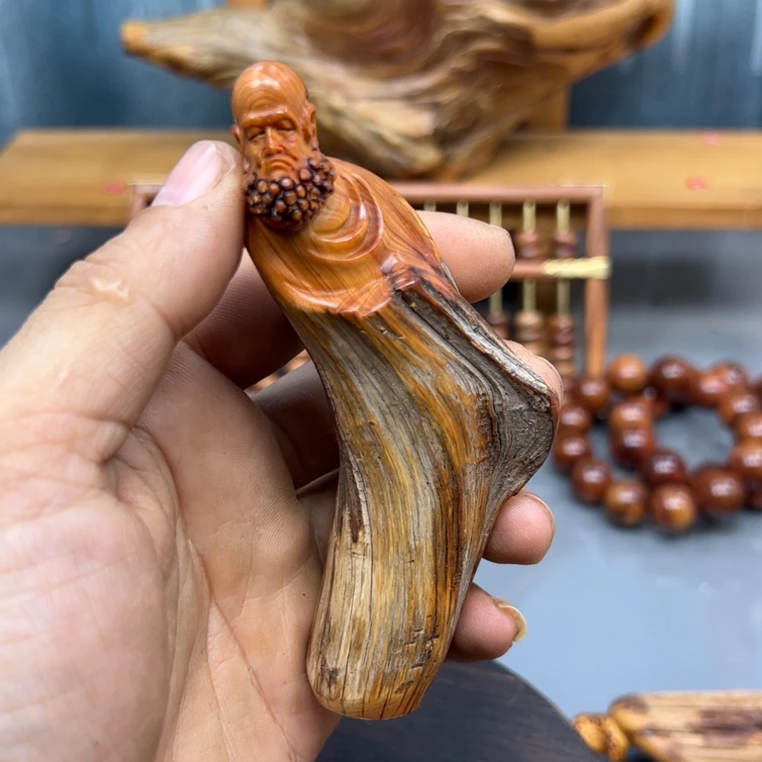 开***妈木崖柏木摆件手把件