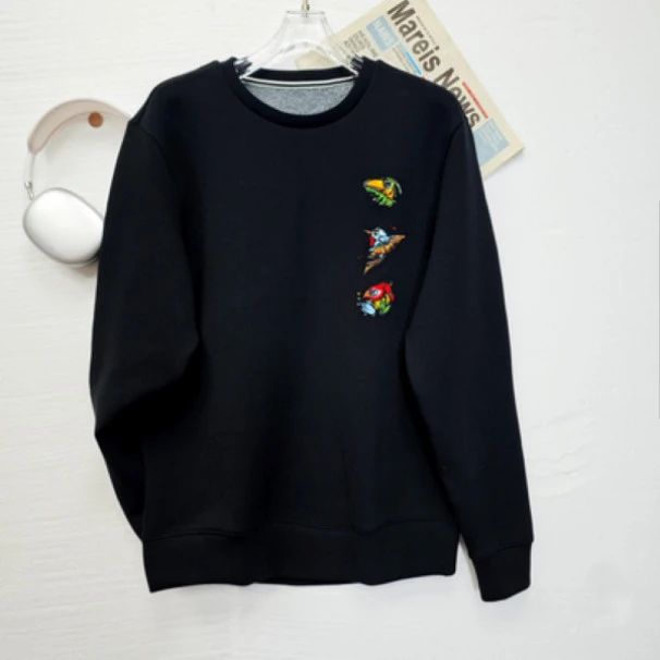 港风潮流时尚春季刺绣圆领卫衣休闲百搭上衣048（B18-7）