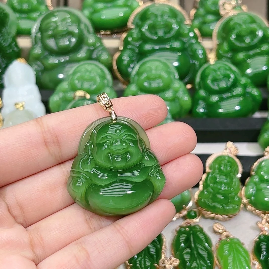 和田玉（碧玉）颈饰18K金镶嵌