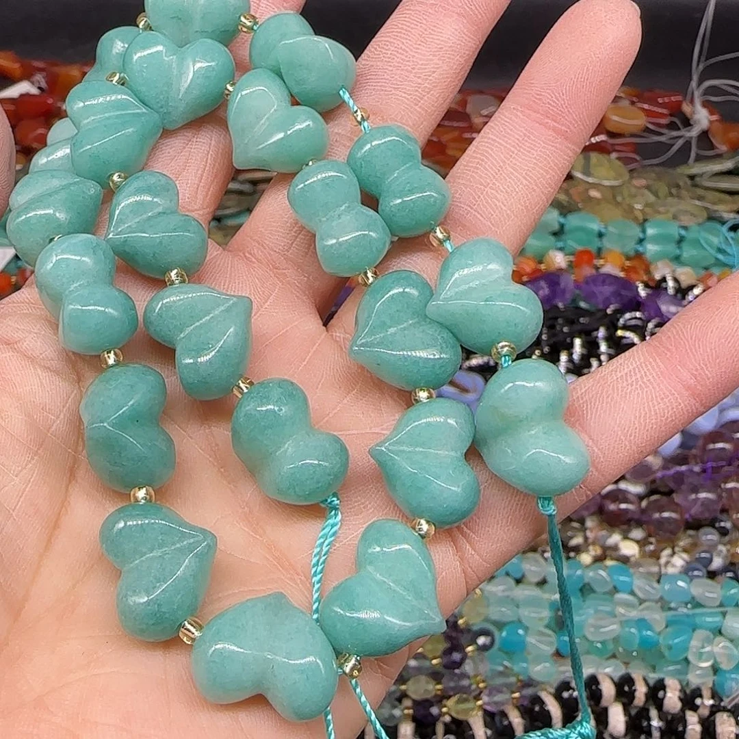 品***雨玛瑙/玉髓合金珠宝半成品天河石爱心拍两64发一条