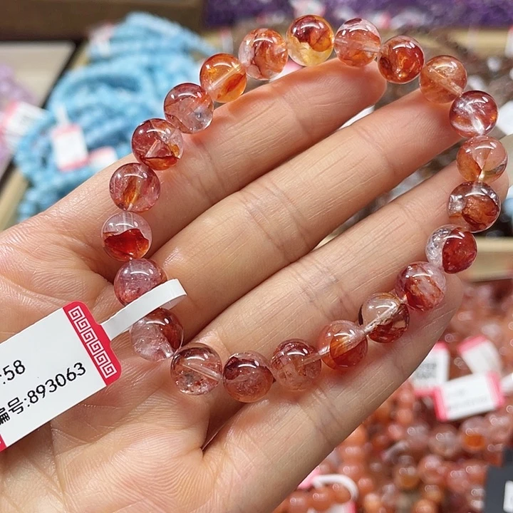 水晶手链未镶嵌红胶花8.4m