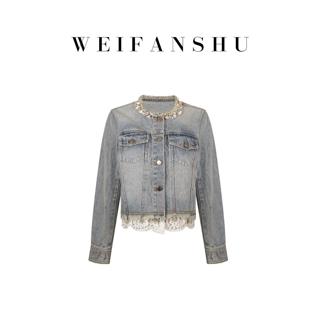 WEIFANSHU/魏凡舒【约会日记】早春新款轻奢设计感甜酷短款牛仔外套