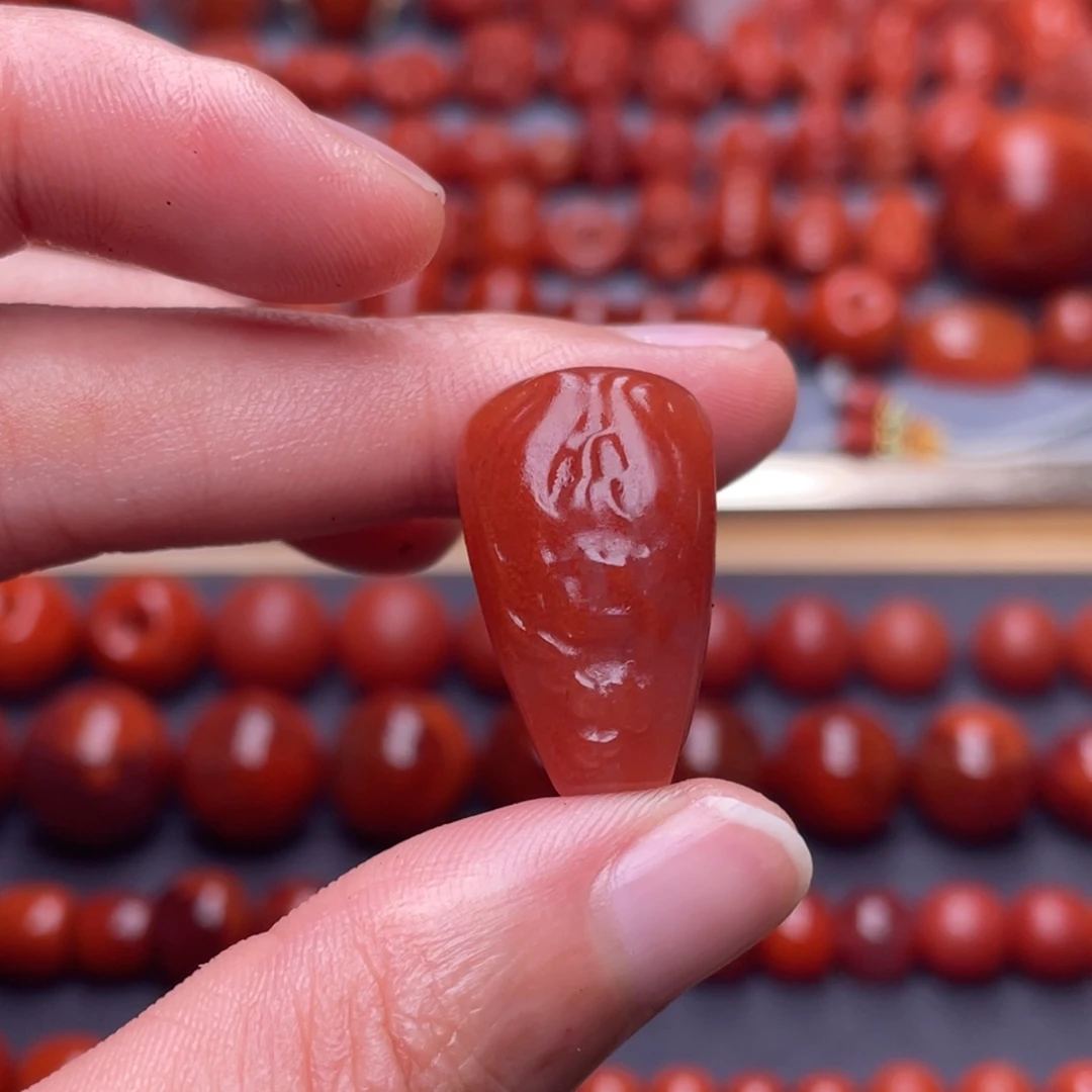 南红玛瑙配饰未镶嵌W14保山锦红仿古龙凤三通