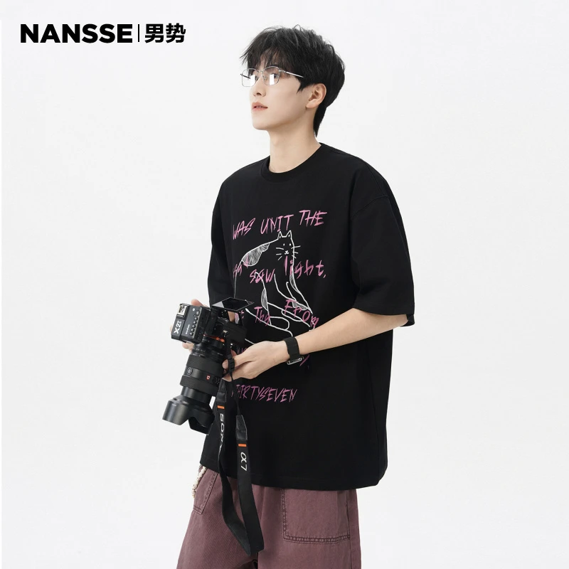 美式重磅字母短袖t恤男2025夏季新款潮牌宽松休闲青少年半袖体恤