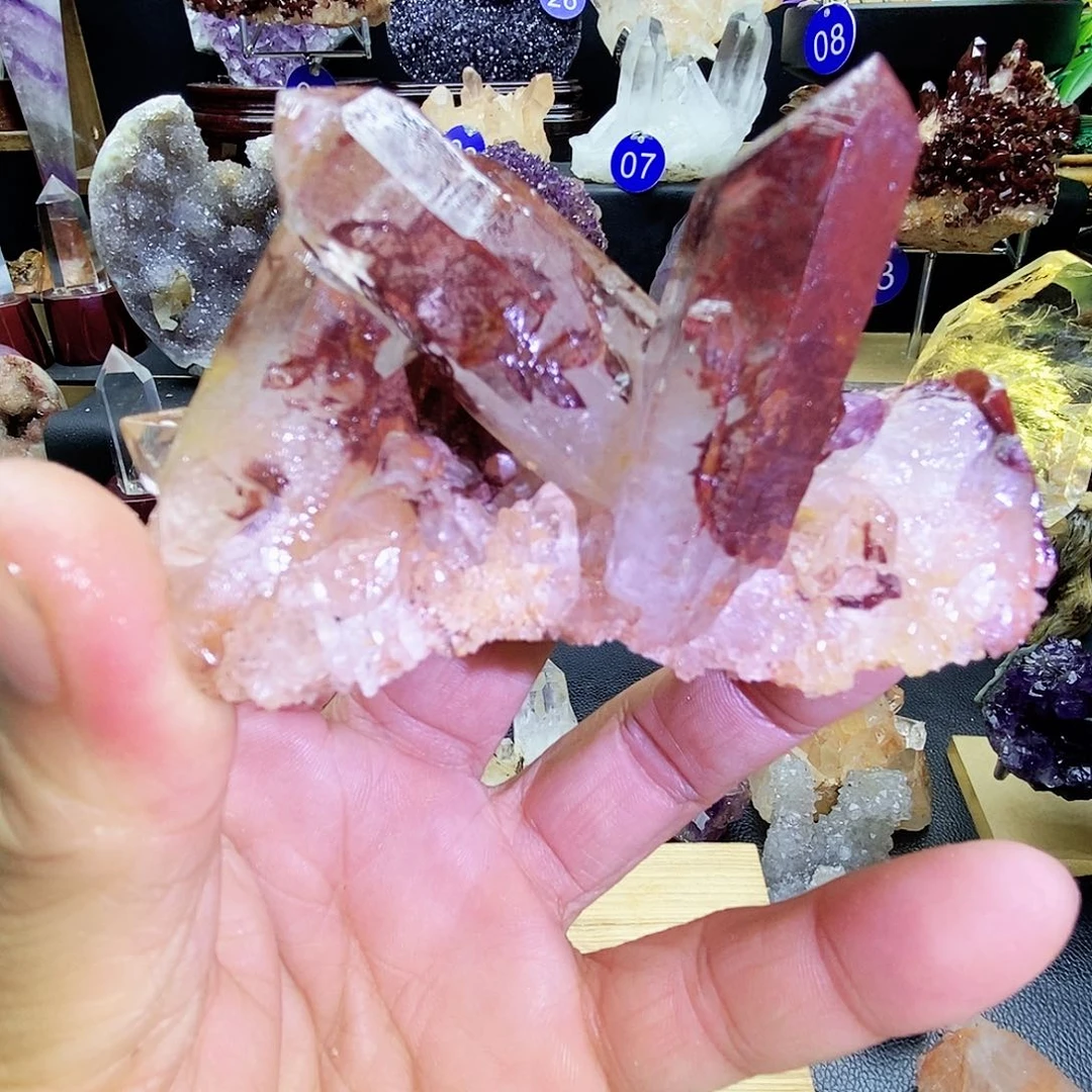 石材水晶簇摆件，