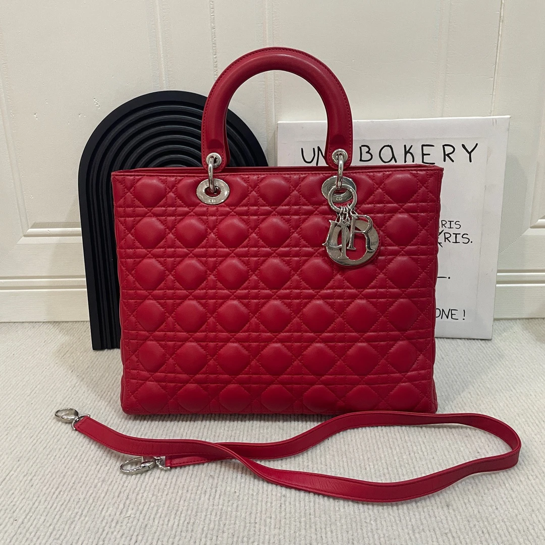 95新 DIOR/迪奥 红色七格戴妃包