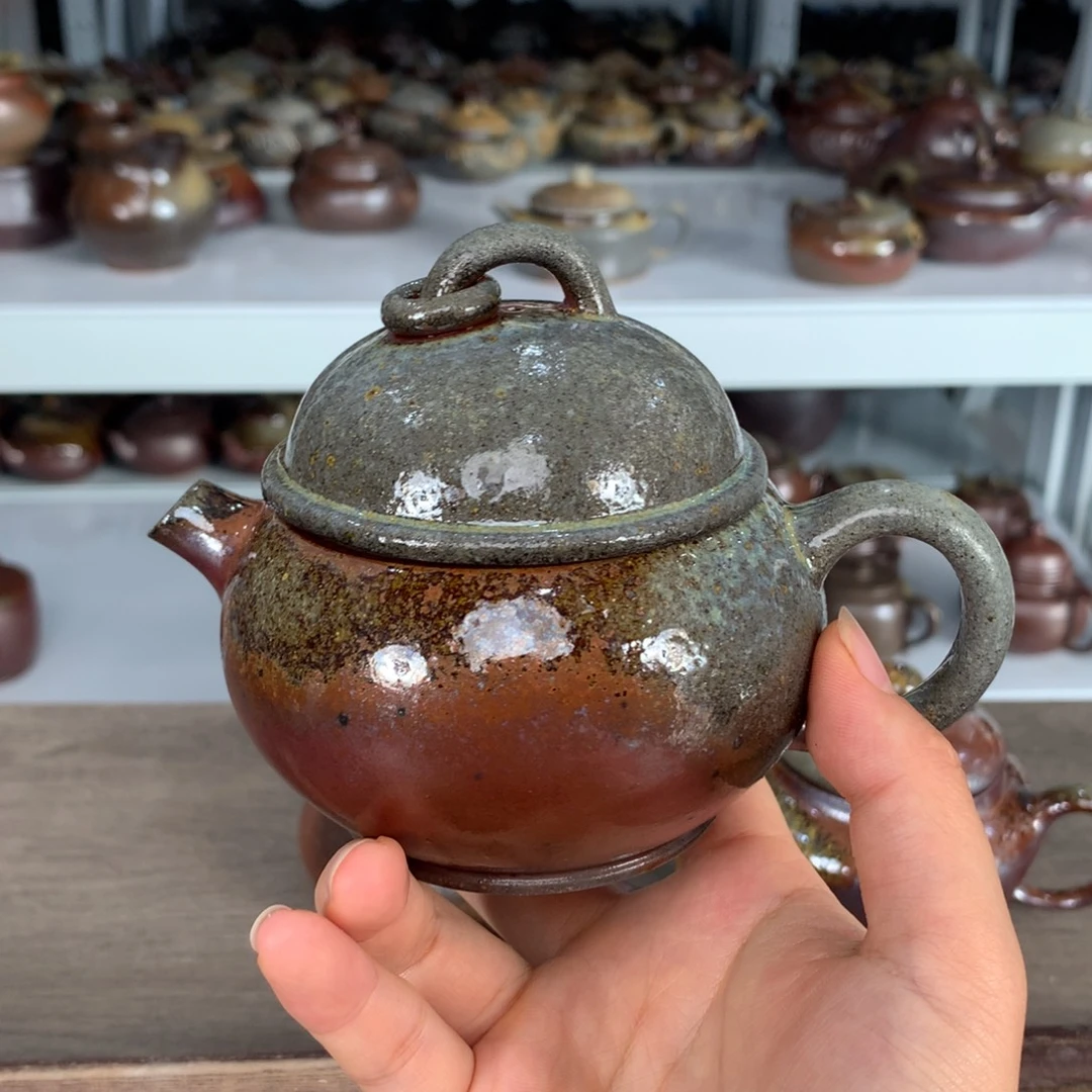 碾***尘紫砂茶壶纯自然柴烧