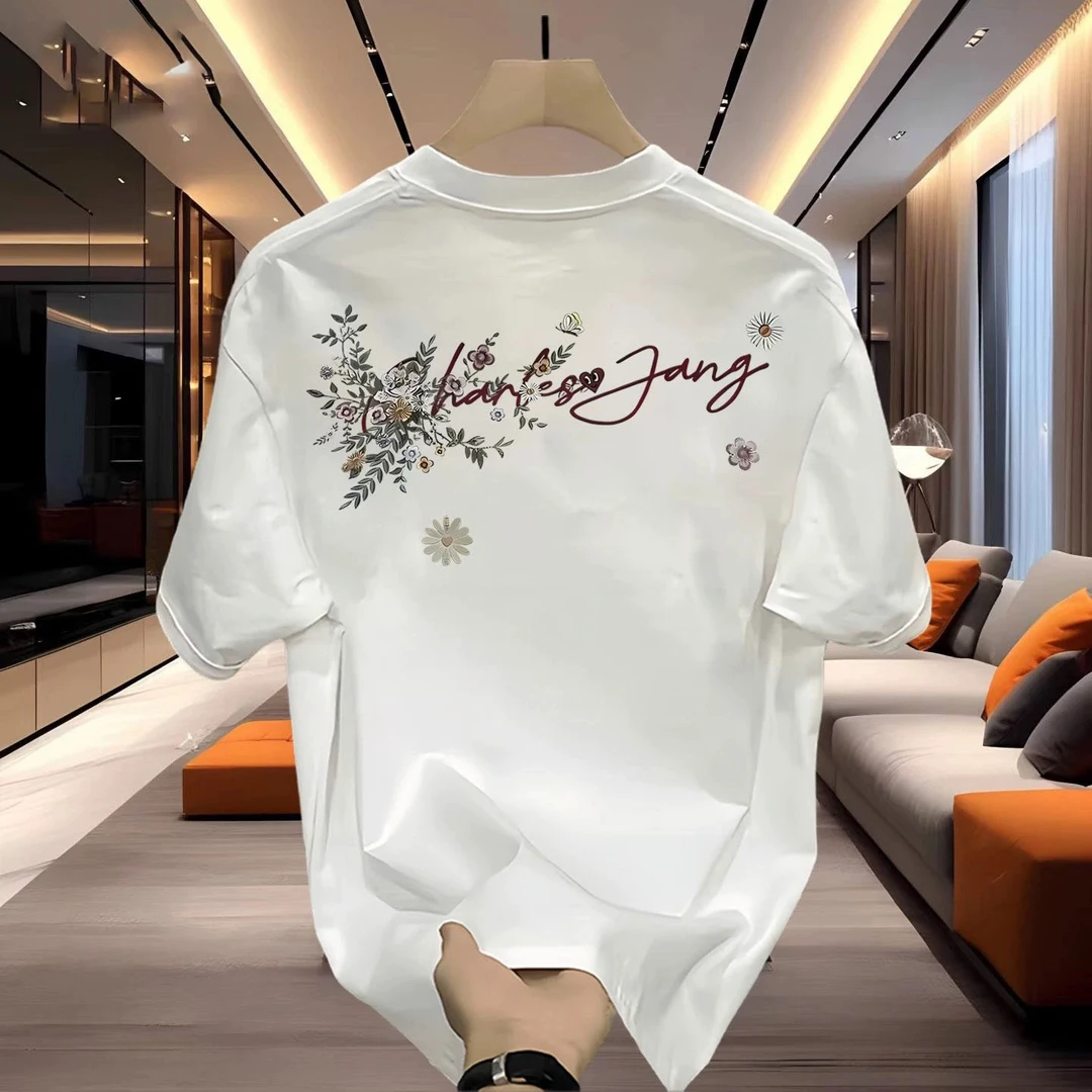 时尚男士百搭休闲春夏新款短袖帅气青年品质轻奢纯棉圆领T恤上衣