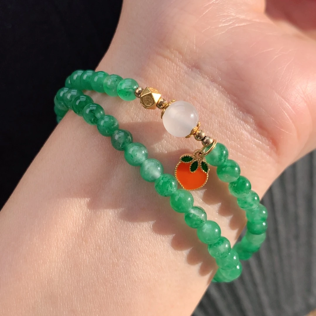 石英质玉（非洲翠）未镶嵌冰飘花双层手串