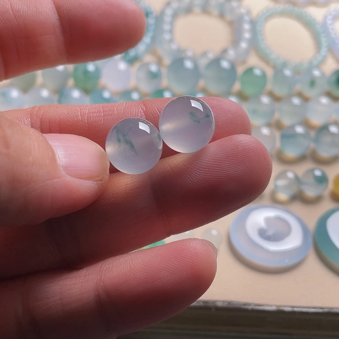 翡翠散珠天然缅甸翡翠A货，12mm