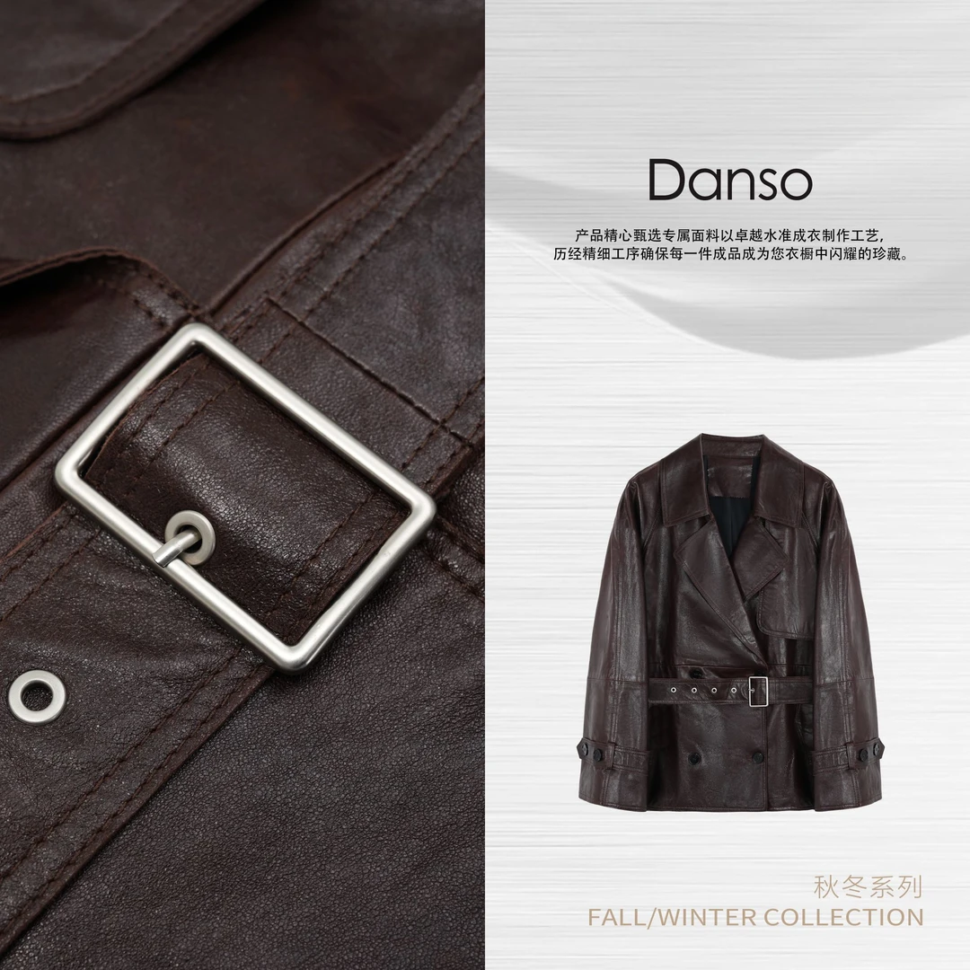 Danso丨返璞时髦漫游洛杉矶复古羊皮外套丨玉美华 561547V