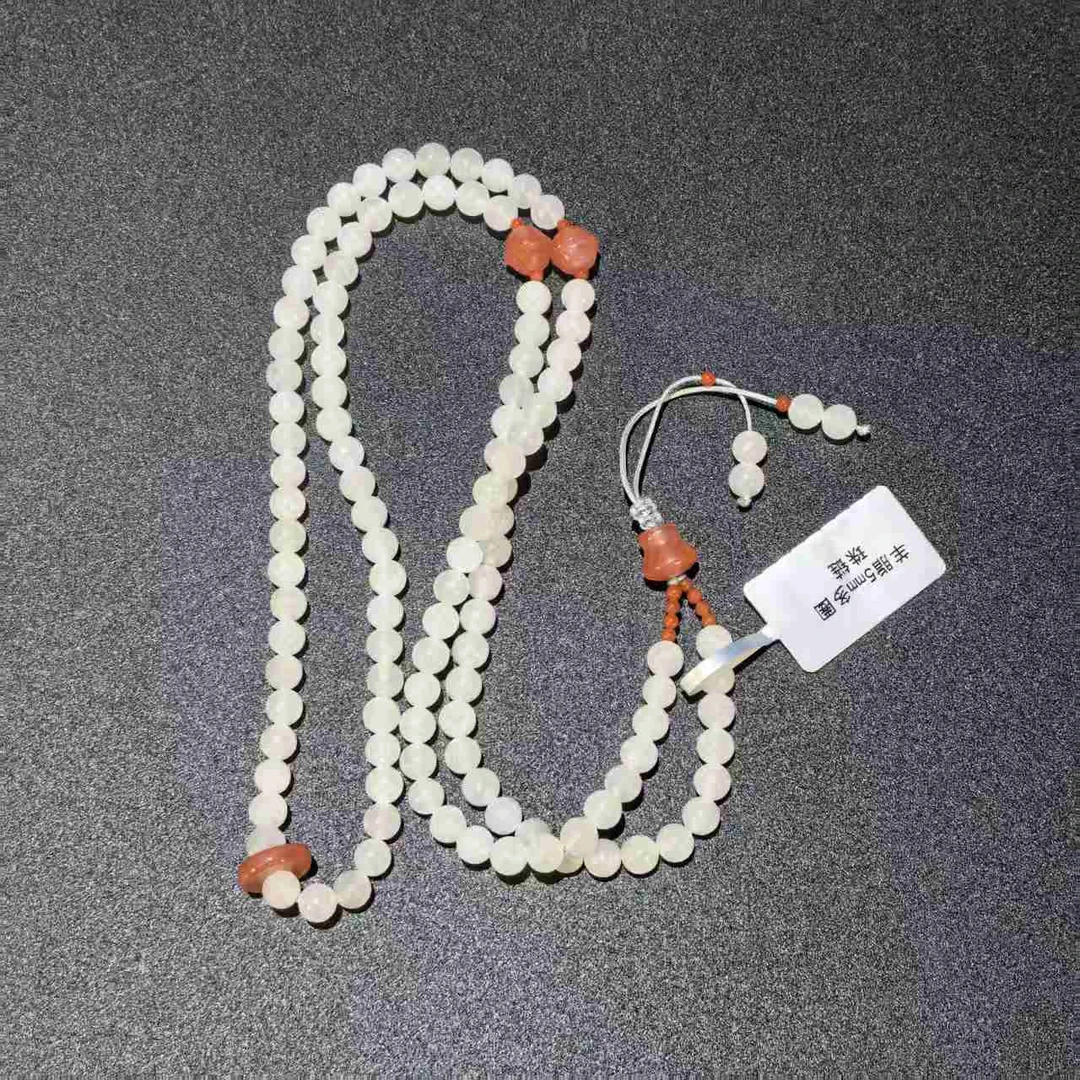 LOT8907 和田玉羊脂白玉手串