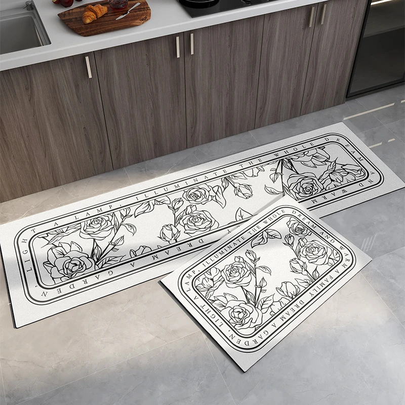 德国轻奢厨房地垫家用免洗可擦吸水吸油防滑脚垫整铺耐脏门口垫子