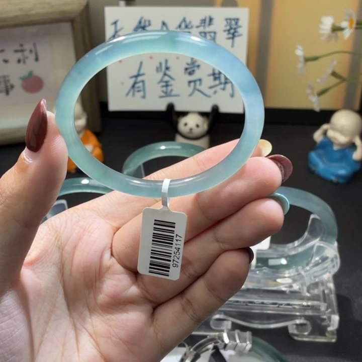 翡翠未镶嵌手镯纯净冰条52