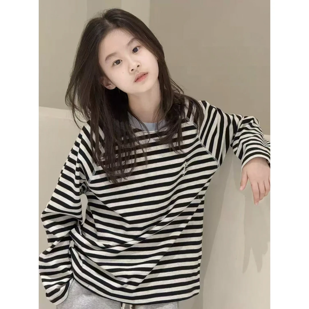【现货】2025韩版撞色领条纹打底衫 D723 723 P