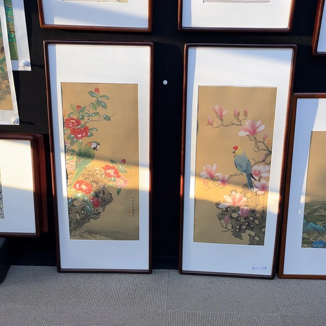 国画S****I手绘国画，李道省，一对带框包邮，绢