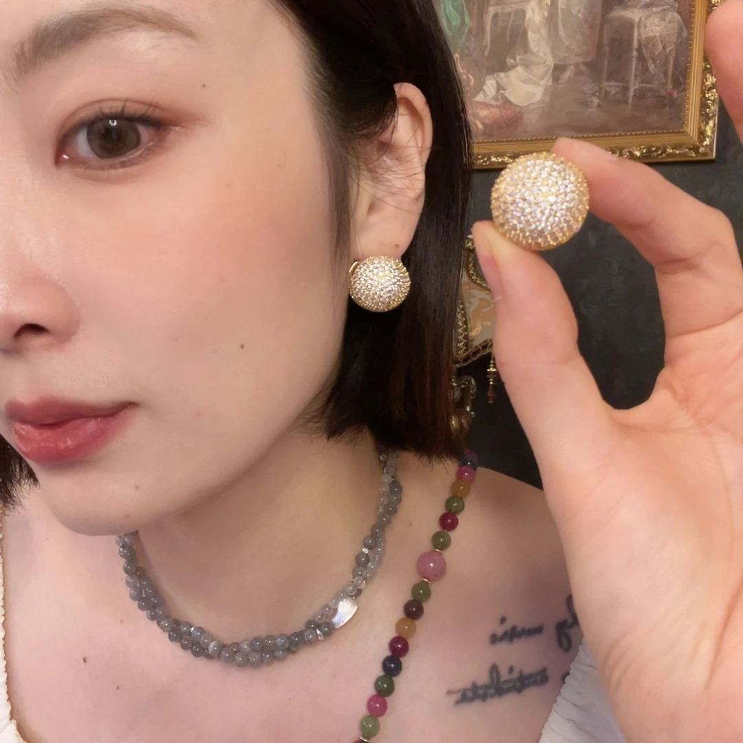 黄铜琉璃925银耳饰